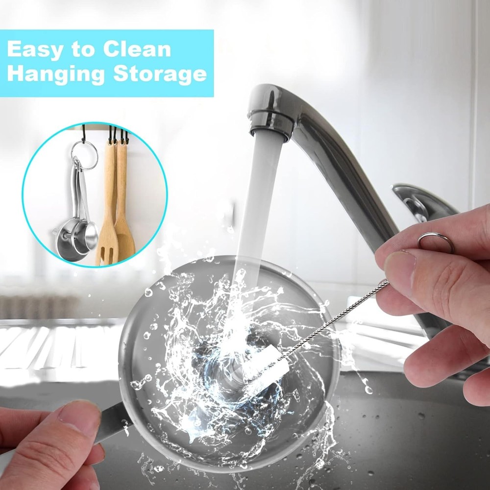 Durable Stainless Steel Funnel Set with Long Handle - Includes Cleaning Brushes
