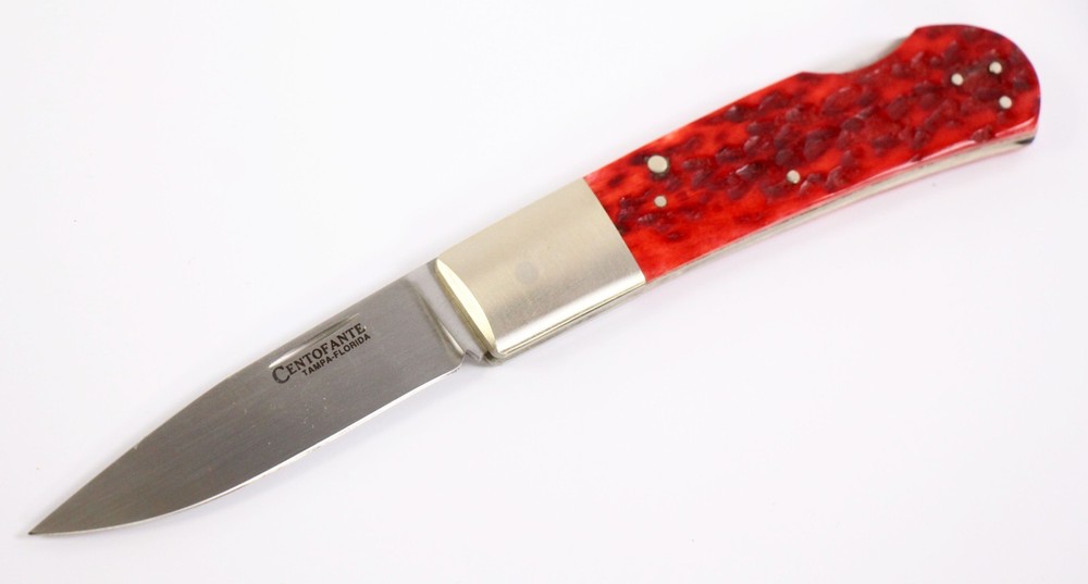 Frank Centofante Red Jigged Bone Handle Custom Folding Knife