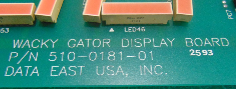 ***USED*** Data East Wacky Gator Arcade Game Computer Board and Scoring Display.