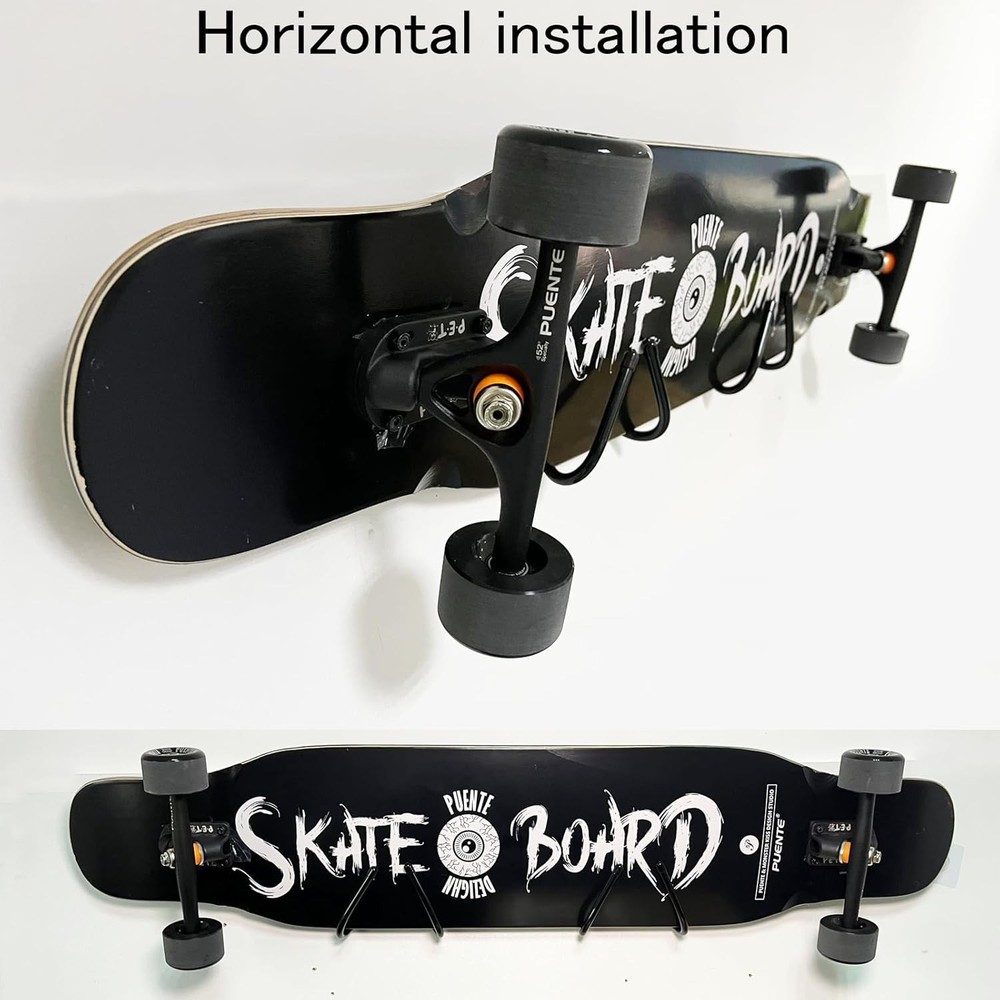 Pmsanzay 2 Pack Universal Skateboard Wall Mount Rack. Universal, black