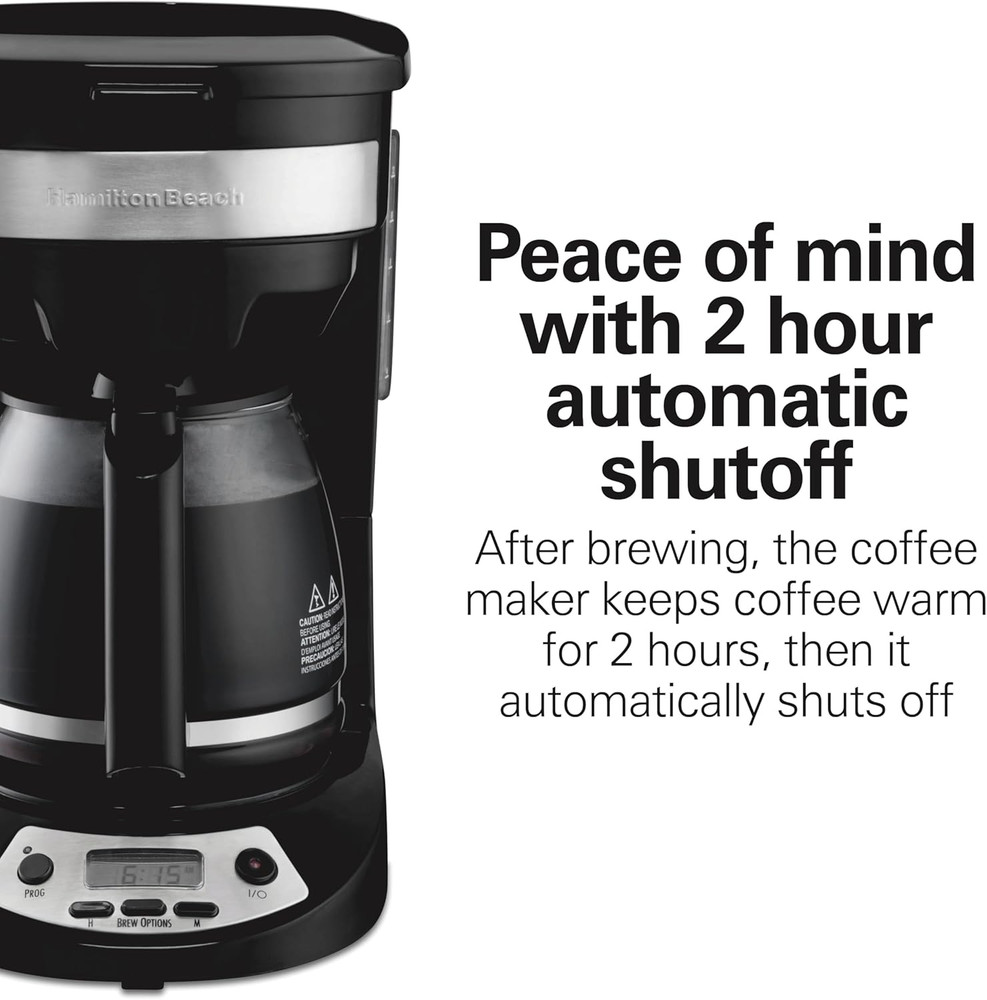 Hamilton Beach 12 Cup Programmable Drip Coffee Maker Machine, Regular & Bold Bre