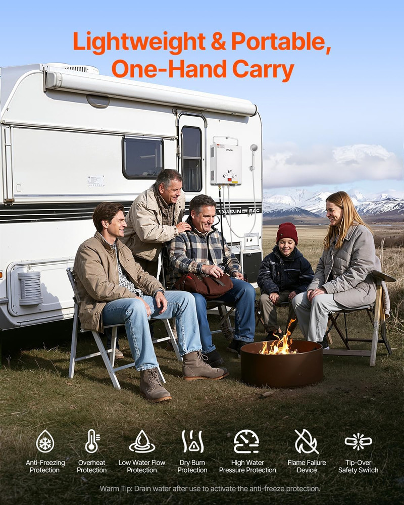Tankless Portable Propane Water Heater 5L - Instant Hot Water for Camping RVs