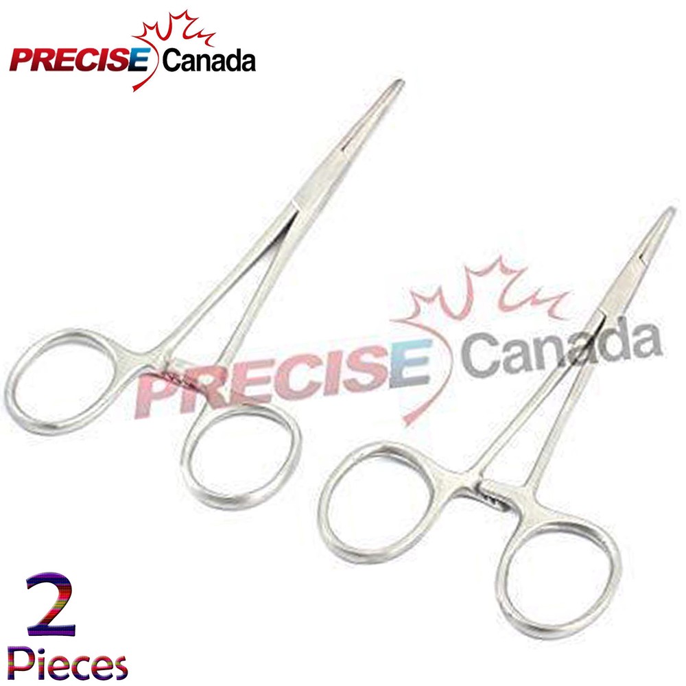 PRECISE CANADA 2 Pcs 5" Hemostat ( Mosquito Forceps ) STRAIGHT STAINLESS STEEL