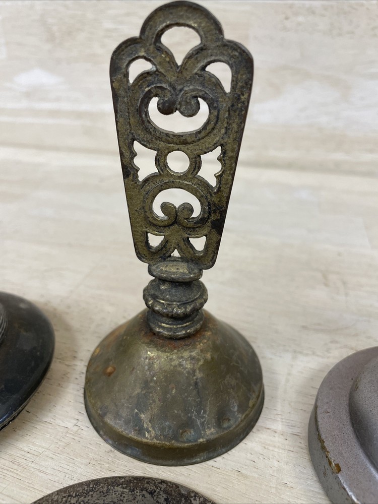 4 Antique Lids Metal Spelter Silver Plated