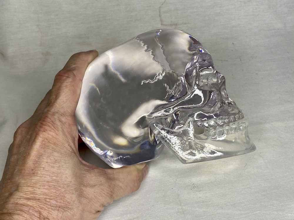 Mitchell Hedges Ancient Crystal Skull Replica, Solid Acrylic, Color Book, Signed