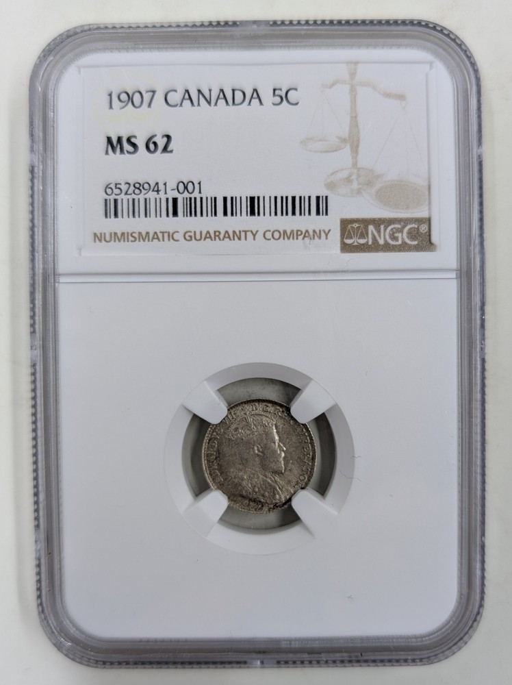1907 Canada 5 Five Cent Piece NGC Graded MS62