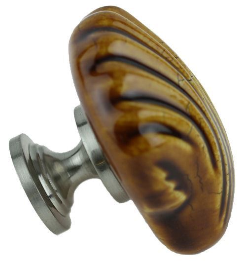 2-1/4" Ceramic Shell Knob Glossy Coffee Brown