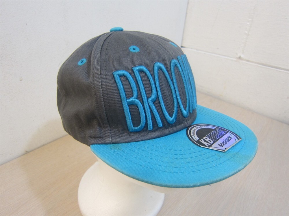 KBETHOS BROOKLYN BASEBALL STYLE ADJUSTABLE STRAPBACK HAT GRAY/TURQUOISE