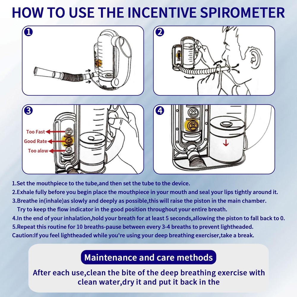 Incentive Spirometer (WHITE02),Breathing Exercise Device for Transparent
