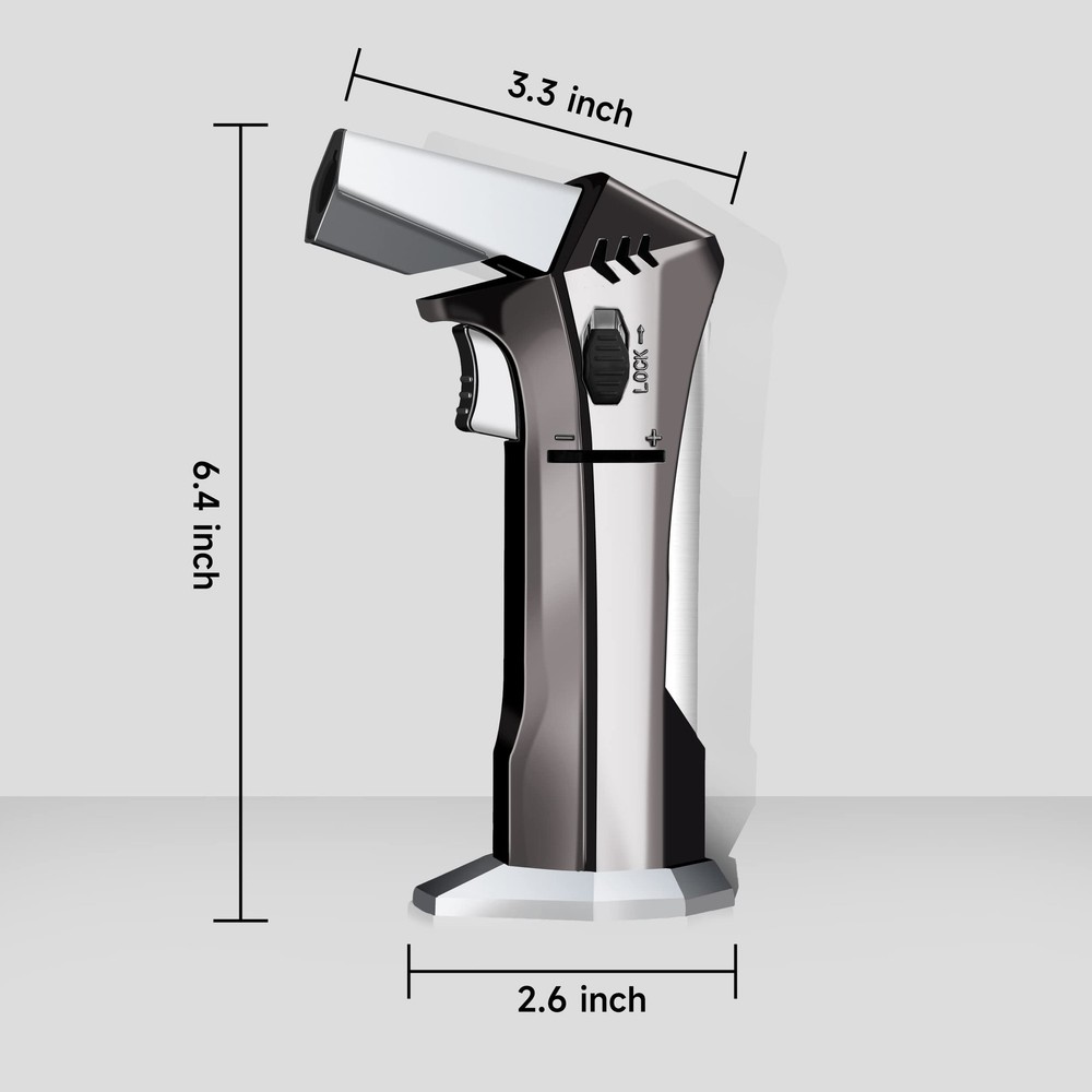 Kitchen Torch for Cooking with Adjustable Flame Silver