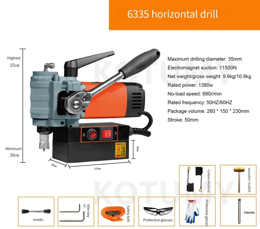 Horizontal Magnetic Drill with Magnetic Base Horizontal Magnetic DrillingMachine