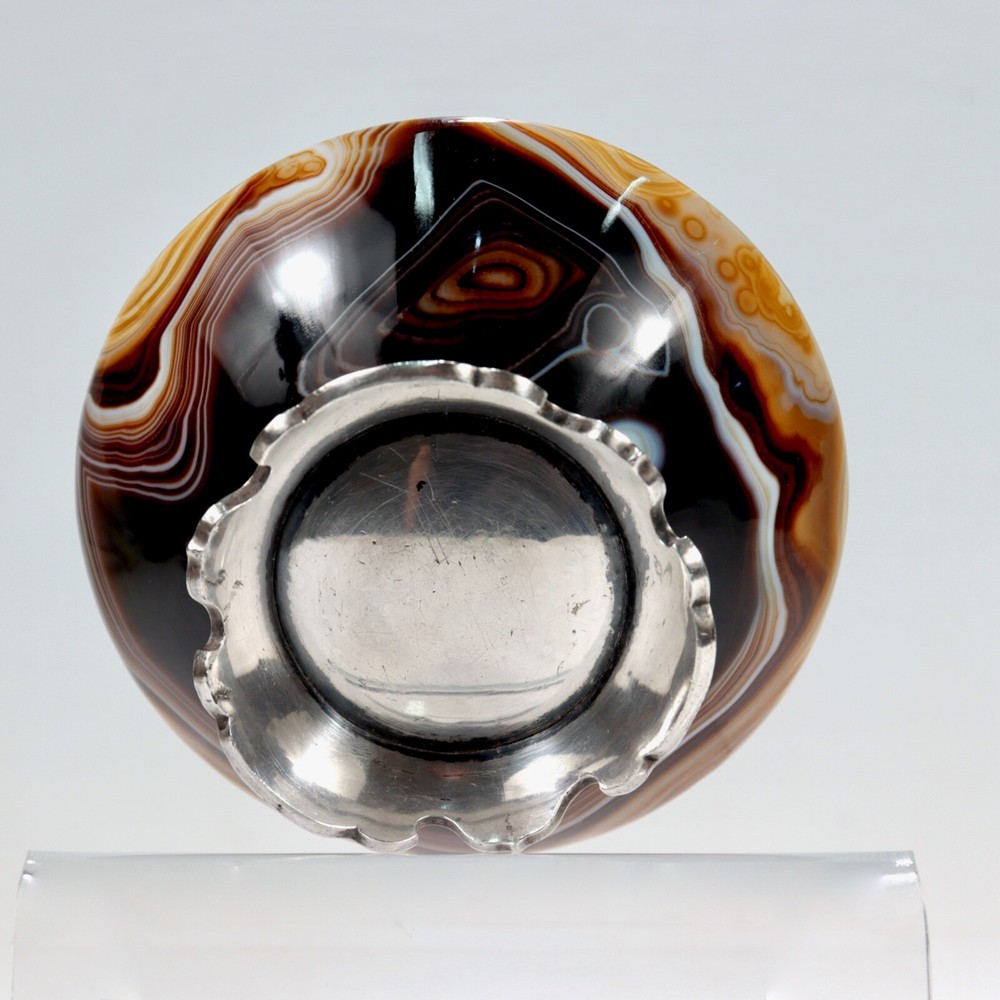 Old or Antique Enameled Austrian Silver & Agate Bowl.