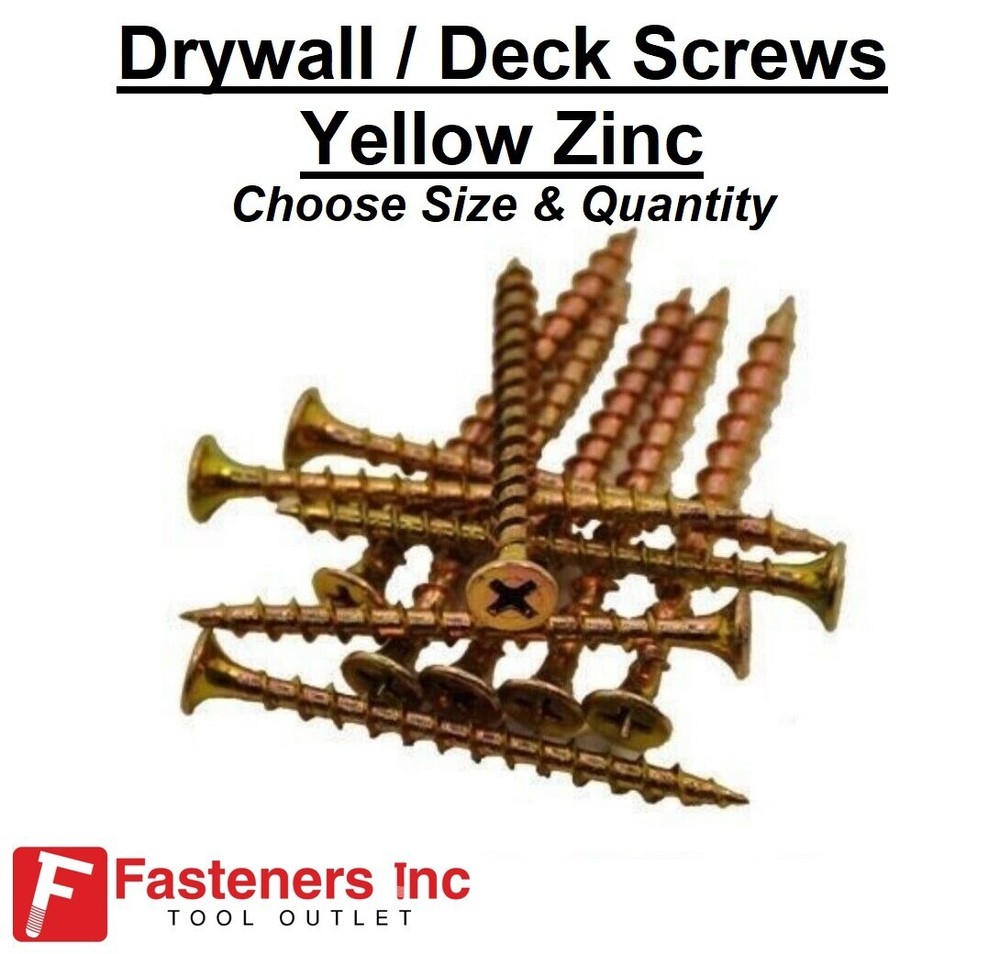 INTERCORP Drywall/Deck Screws Yellow Zinc (Choose Size & Quantity)