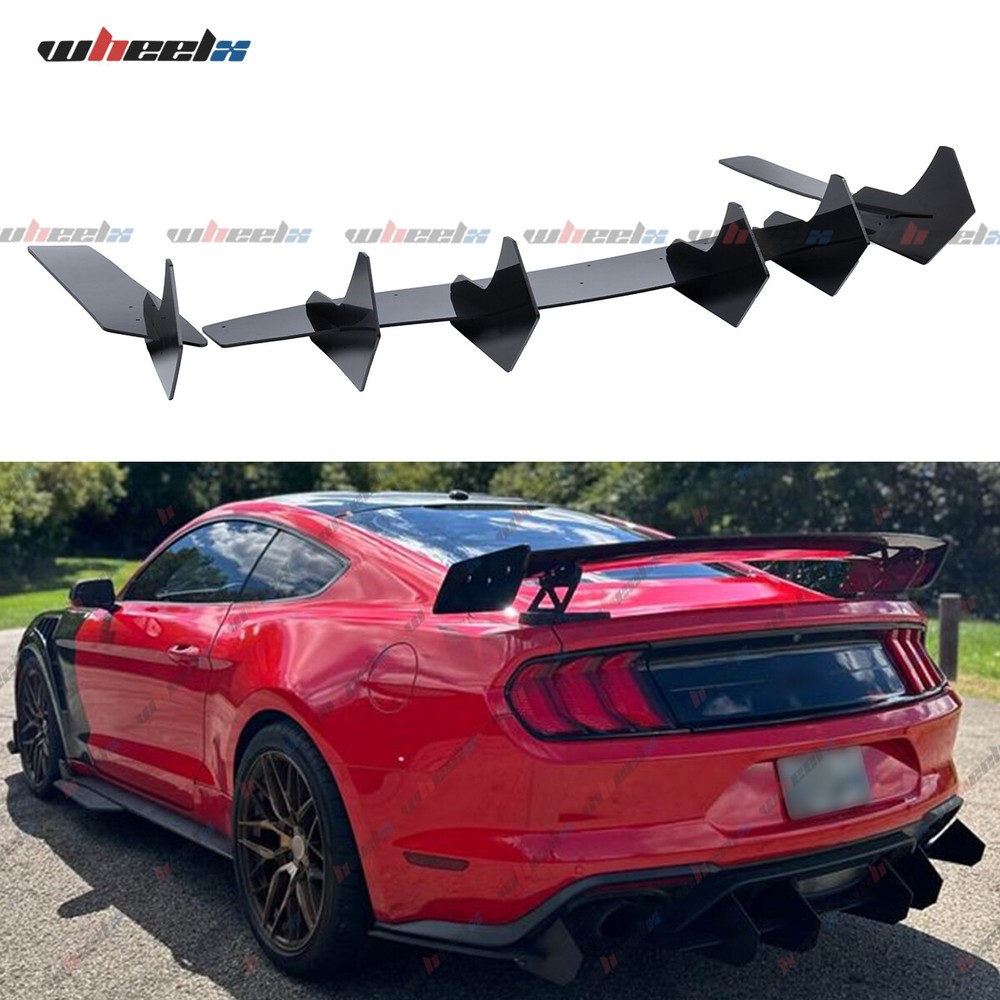 V2 Style Glossy Black Rear Diffuser & Side Splitter For Ford Mustang 2015-2023