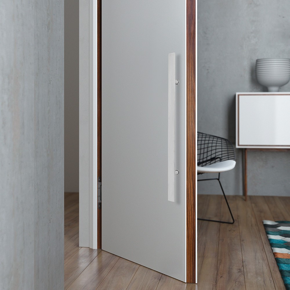 Double Sided Stainless Steel Door Handle Pair H Shape Door Pull Handle Silver