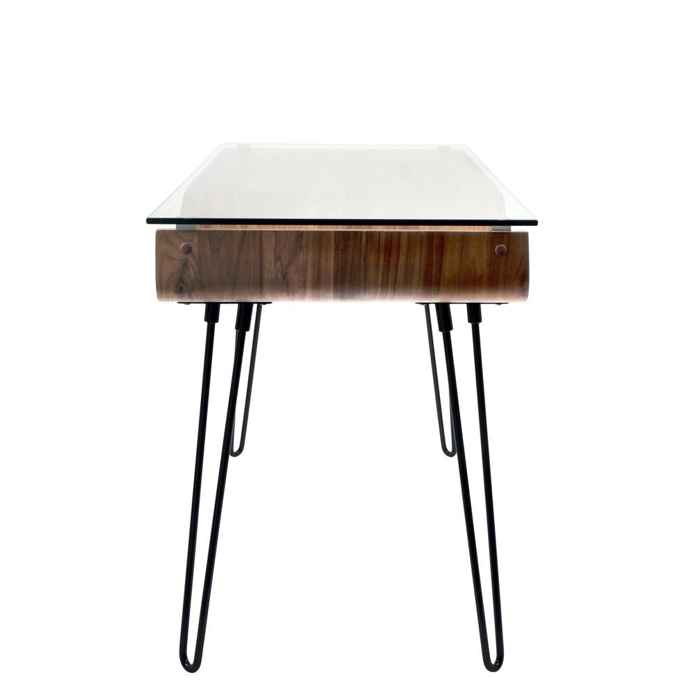 Walnut, Clear, Black Avery Desk