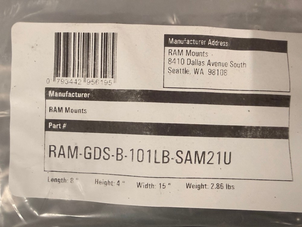 RAM Mounts GDS Bundle Kit w/ Locking Dock for Samsung Galaxy Tab E 8. DASH MOUNT