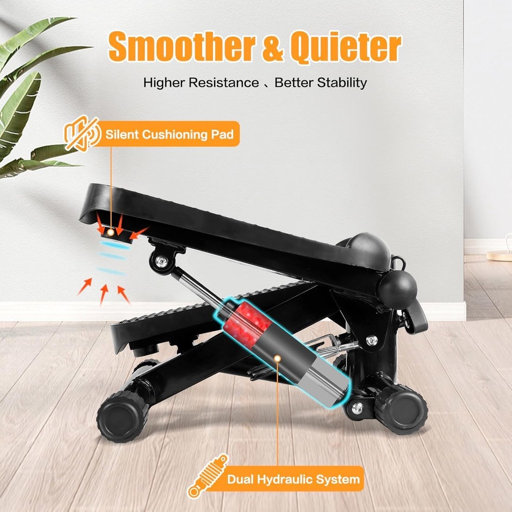 Compact Hydraulic Stepper with Real-Time Tracking & Adjustable Height for Toning