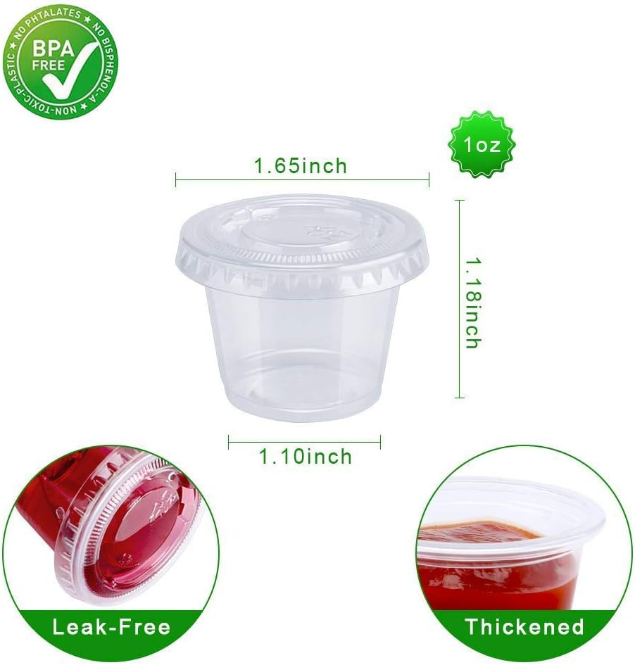 200-1Oz Clear Polypropylene Small Plastic Containers | Cups | with Lids