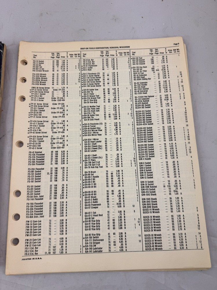 Snap On Tool Catalog And Price Sheet (1342)