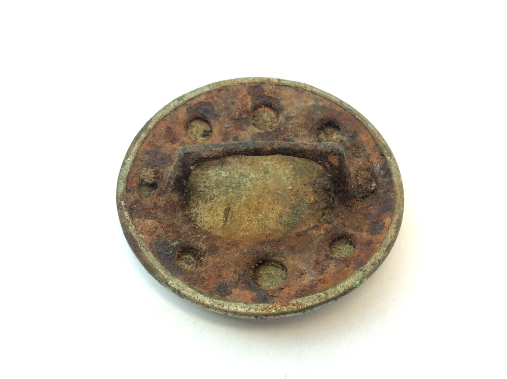 Antique Old Silver Colored Iron Bridle Button Circle Equestrian Part