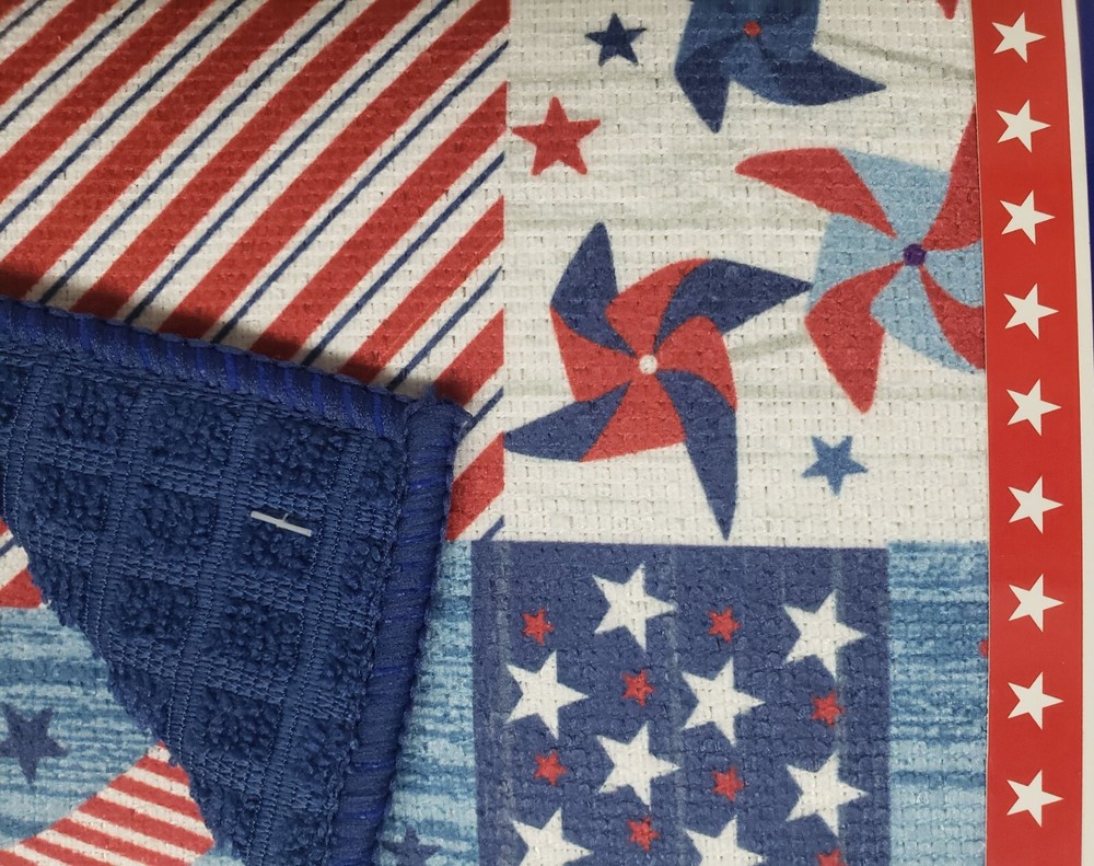 Microfiber Quick Drying Mat (14" x 21") USA PATRIOTIC PATCHWORK,JULY 4, blue, MI
