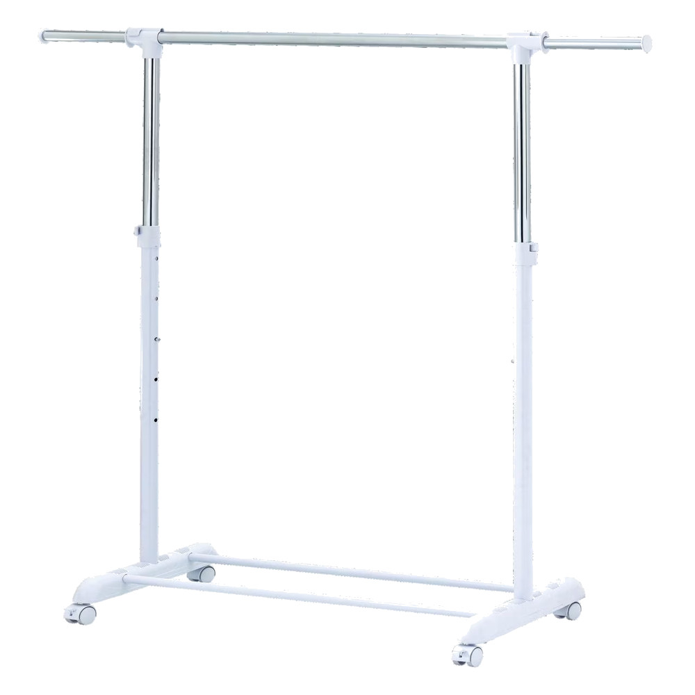 Adjustable Rolling Garment Rack w/ Wheels Chrome Clothes Rack w/ Bottom Shelf