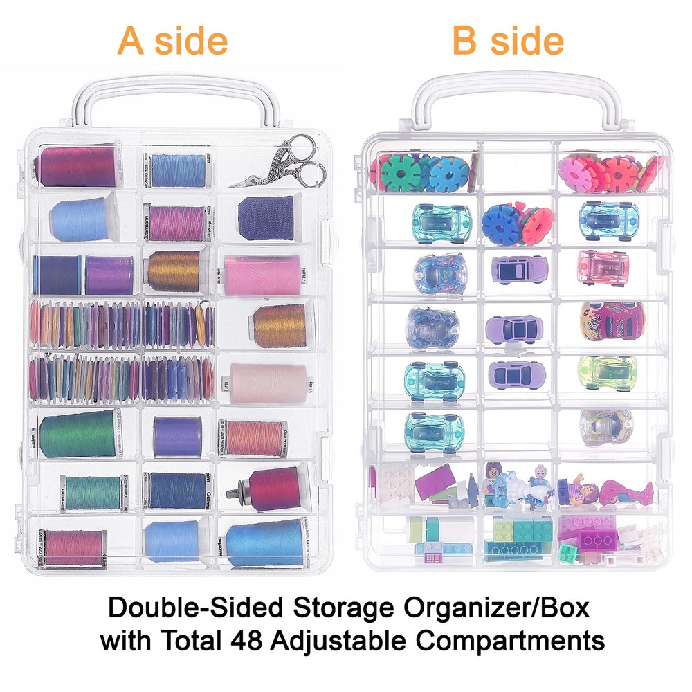 New brothread Double-Sided Storage 1x48 (Dividers Removable), Clear