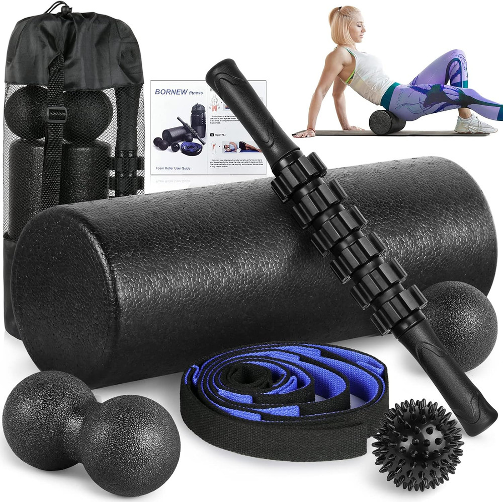 Foam Roller Set - High Density Back Roller, Muscle Roller Stick,2 Foot Fasciitis