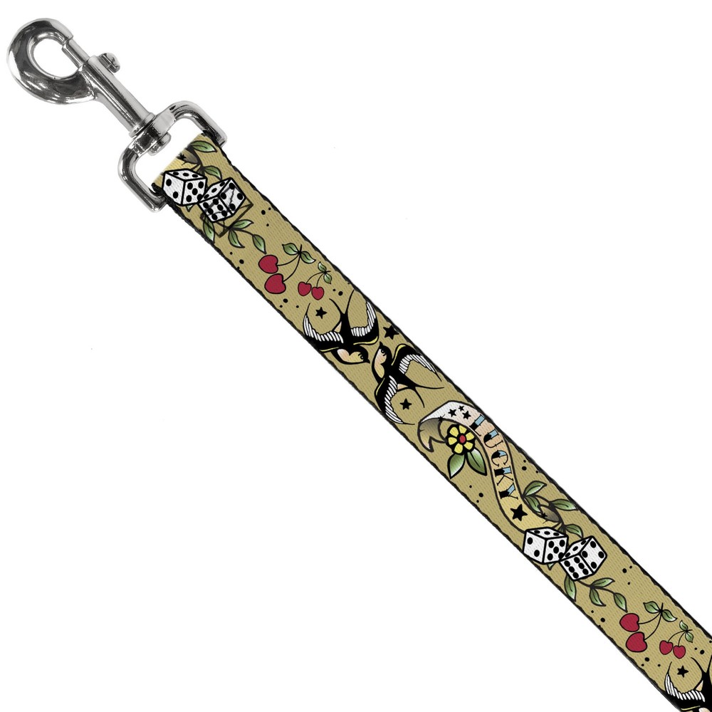 Dog Leash Lucky Tan NARROW 0.5"
