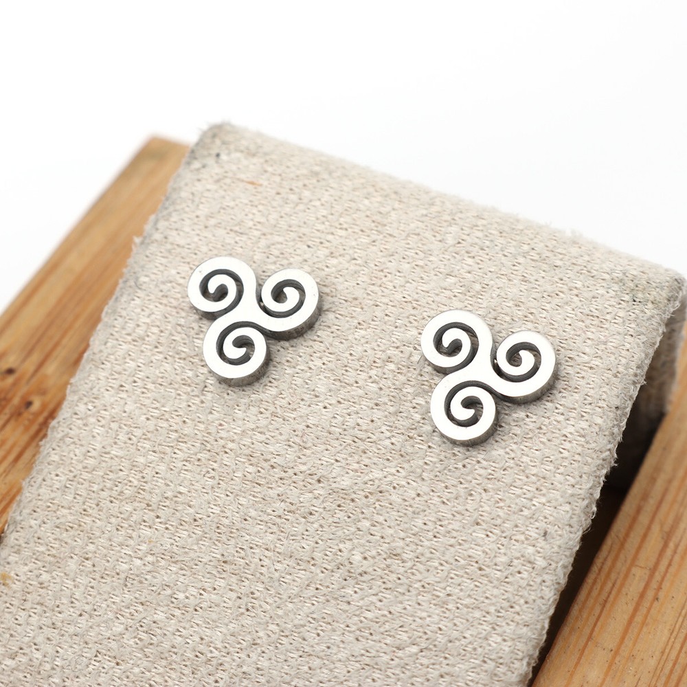Stainless Steel Celtic Triskelion Studs 9mm