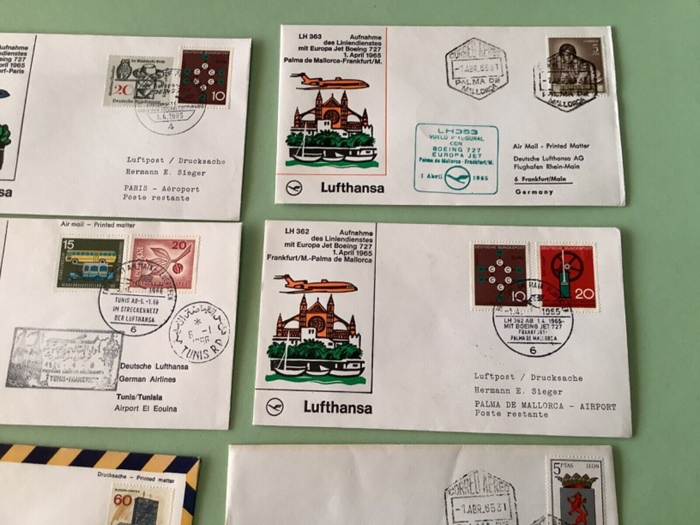 Airmail flight cover mixed world 9 items Ref A1481