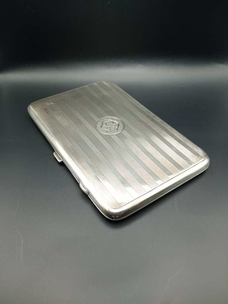Antique Sterling Silver Cigarette Case A&J Zimmerman Birmingham Solid 178.6 gram