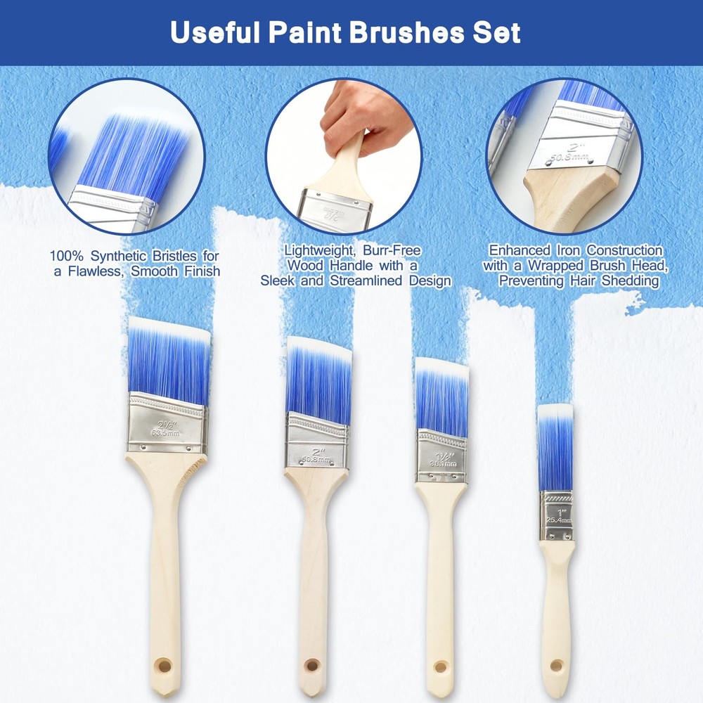 Paint Roller Kit with Extension Pole, 34 Piece Set, 4" and 9" Paint Rollers, ...