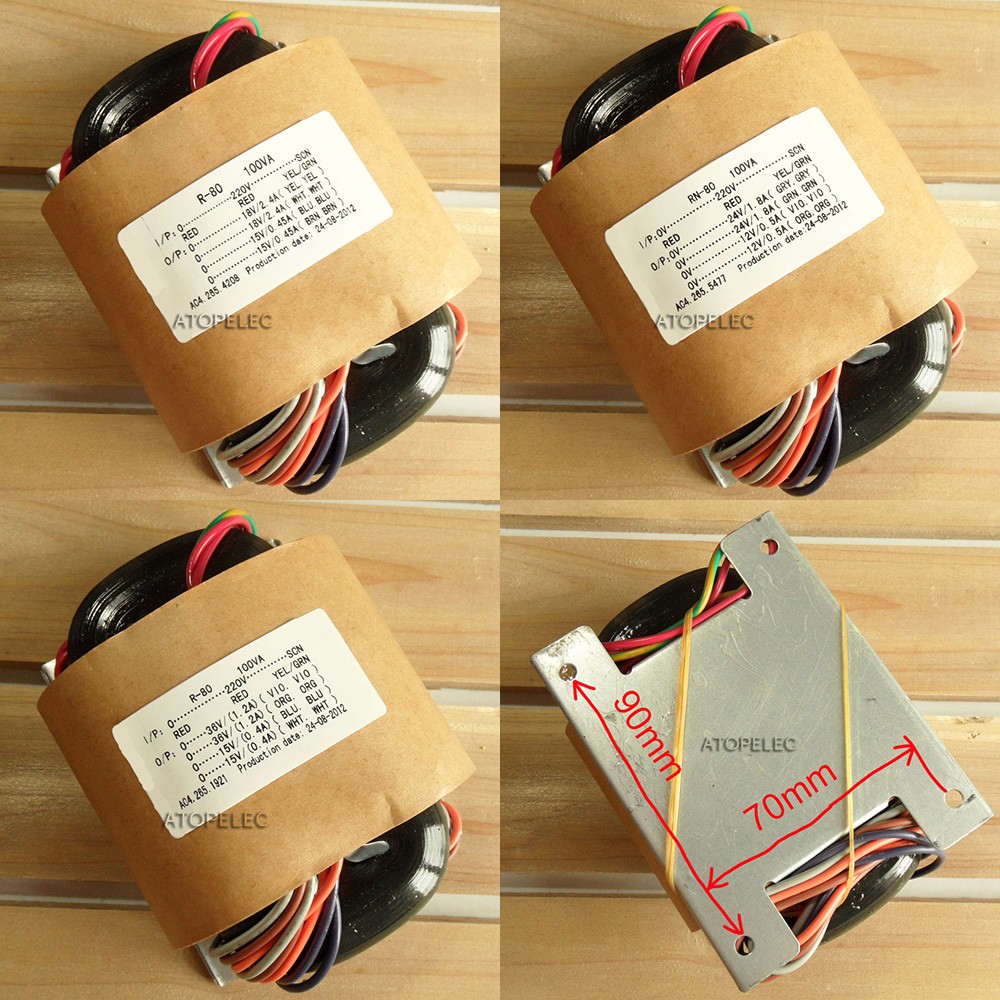 220V 100W R-Core Transformer for Audio Amplifier DAC - Selectable Outputs