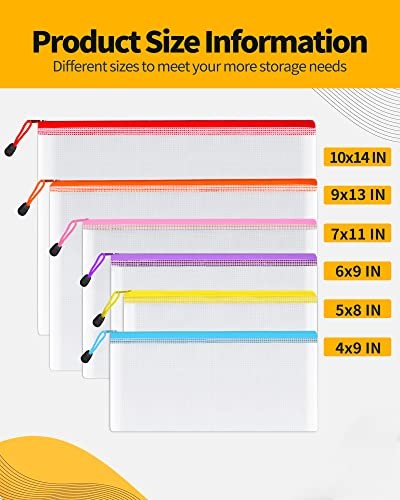 Multisize Mesh Zipper Pouch (6 Colors, 30 Packs), Mesh 6-Size Multicolored