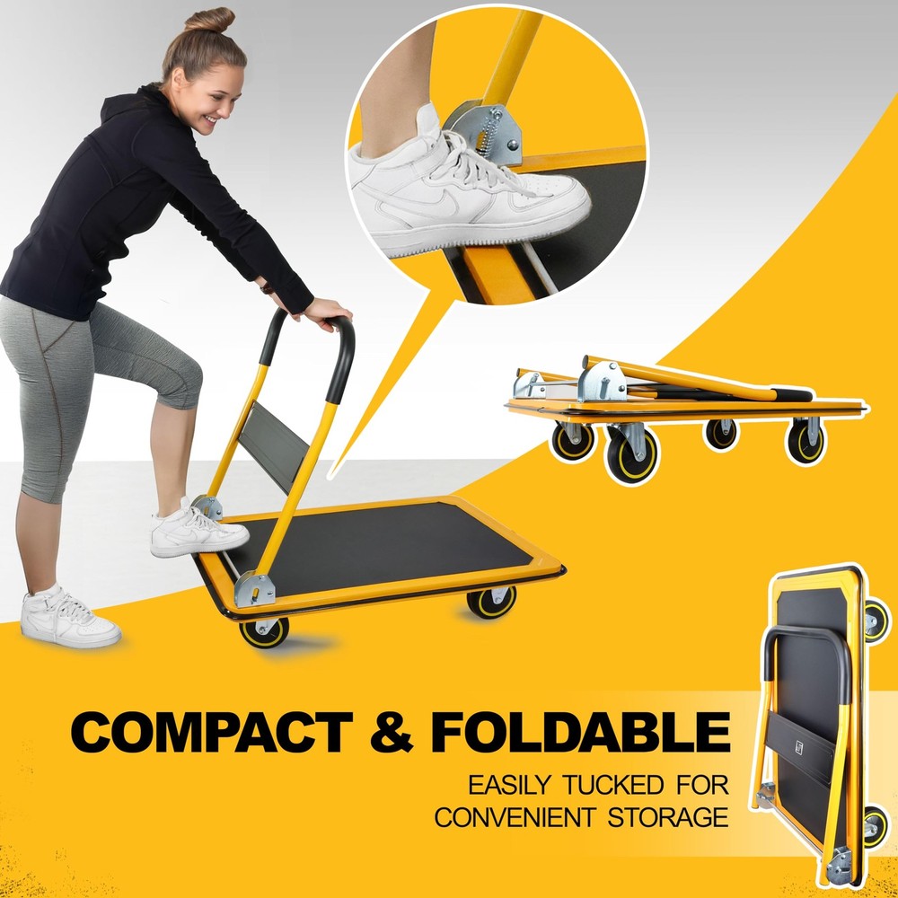 Foldable Platform Dolly Push Cart with Swivel Wheels