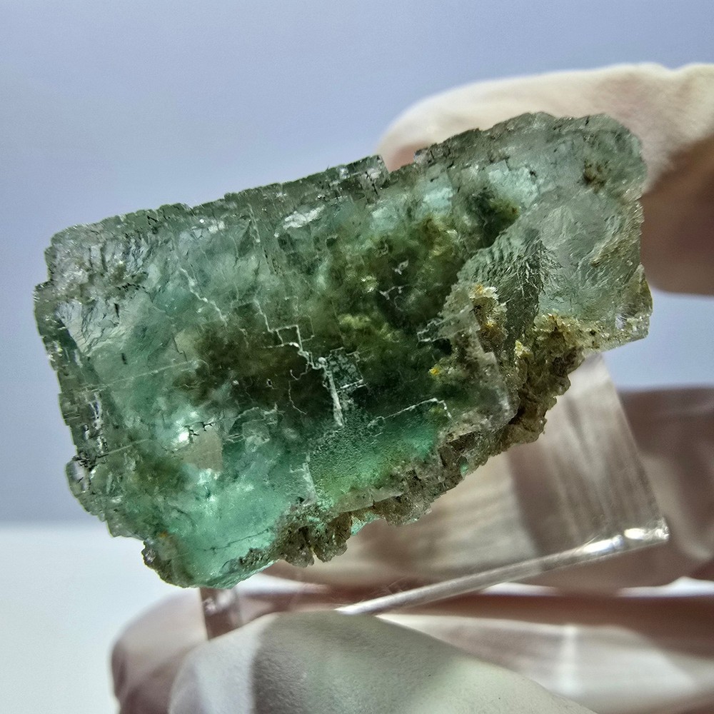 Clear Phantom Fluorite Cube parquetted, green Okorusu, Namibia 27*19*17mm