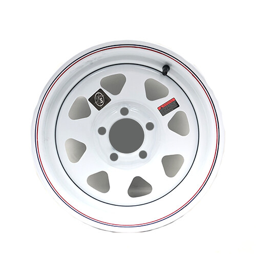 14" x 5.5 White Spoke Trailer Wheel (5 on 4.5" Bolt Circle)
