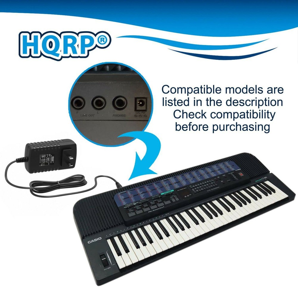 HQRP AC Power Adapter for Casio Electronic Keyboards, AD-5 / AD-5MU Replacement