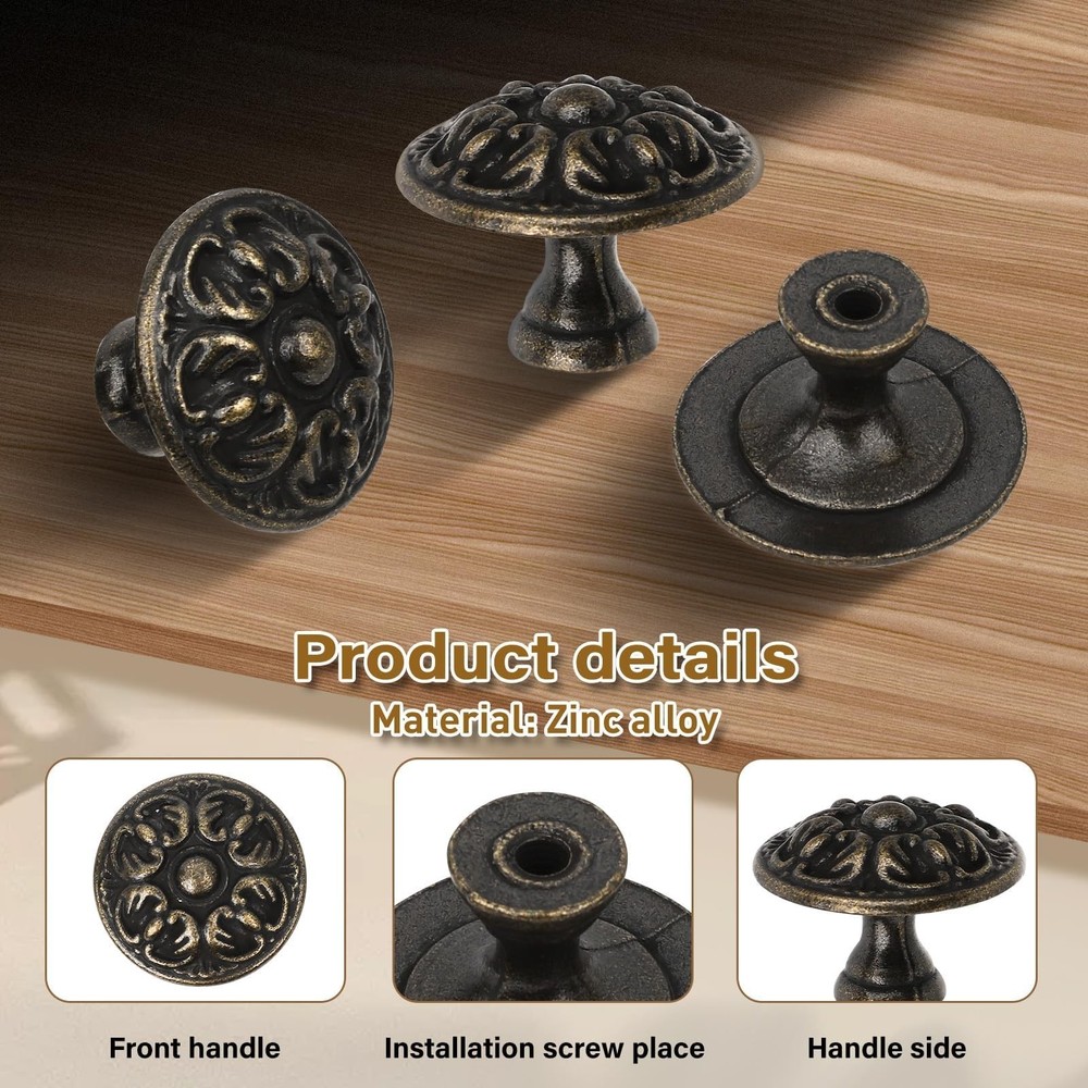 10x Euro Style Antique Brass Kitchen Cabinet Knobs Pull - Vintage Drawer and ...