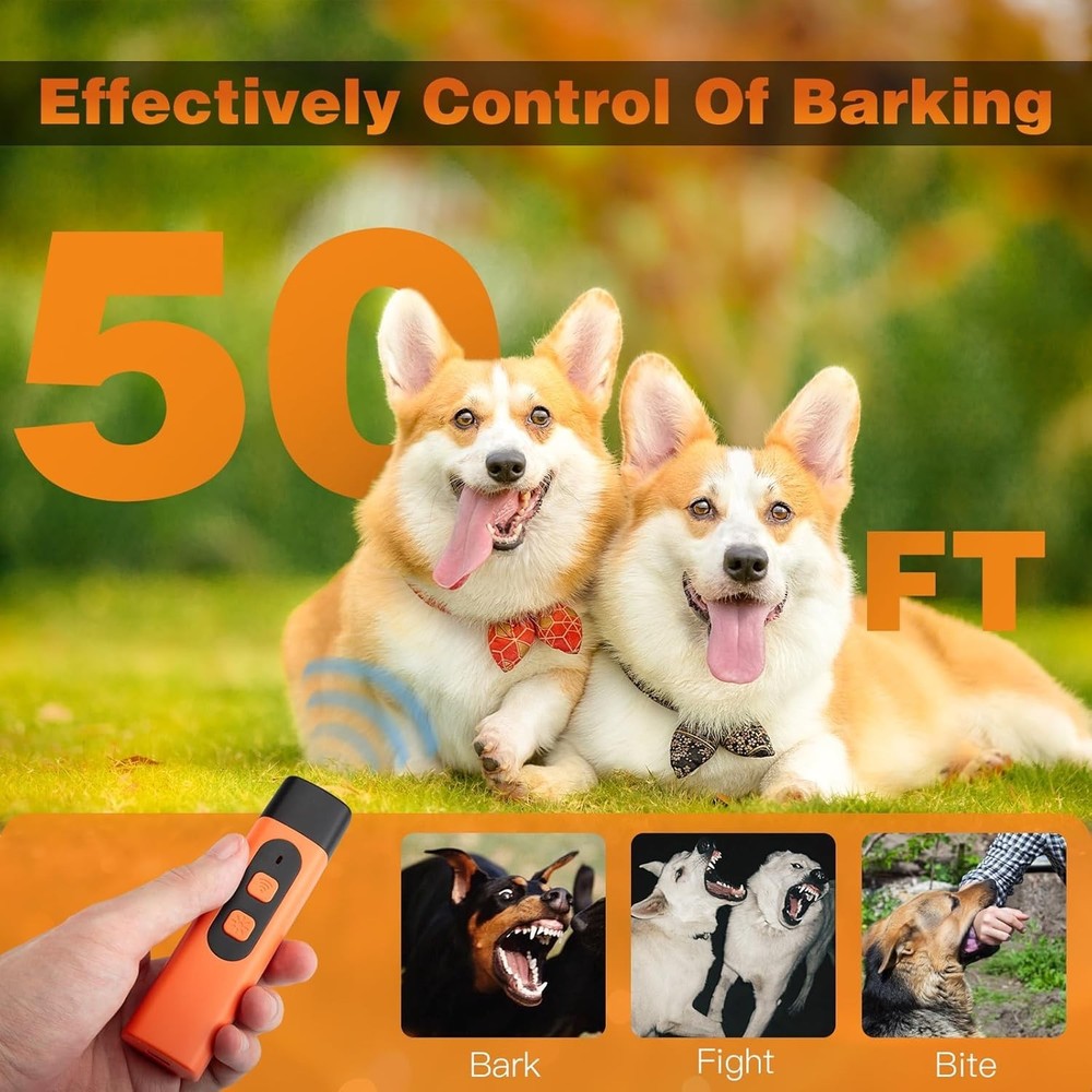 Rechargeable Ultrasonic Dog Trainer: 50ft Long Range Bark Control Solution