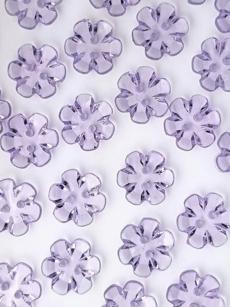 SIZE 20L - 1/2", FLOWER BUTTON, LAVENDER, 1 GROSS, SHINY FINISH