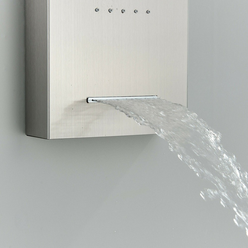 LED Shower Panel Tower System Water&Rainfall Massage Jet System Brushed Nickel