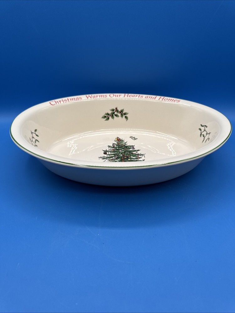 Spode Christmas Tree Sentiment Oval Rim Dish