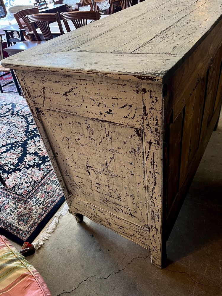 Antique Louis XV Style Buffet Sideboard Distressed White