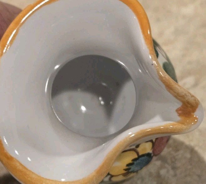 Hand Painted Miniature Ceramic Pitcher Floral Pattern Signed 2 3/4" Tall