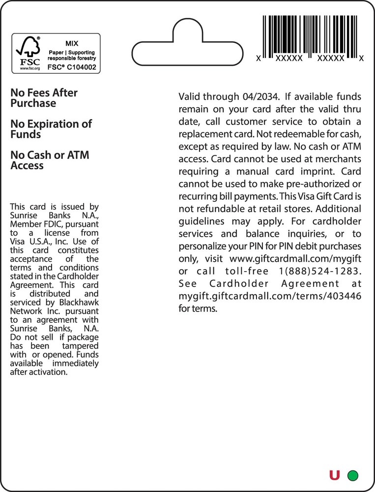 Visa Physical Gift Card $50 (plus $4.95 Purchase Fee)