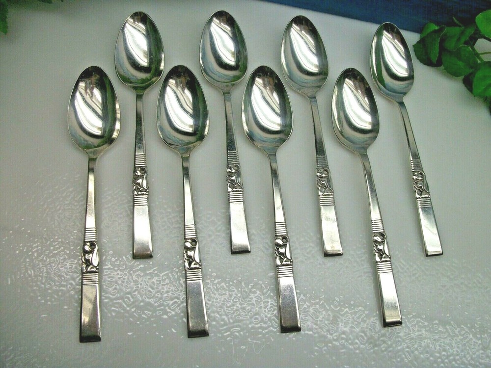 8 Oneida Silver Community MORNING STAR Silverplate Teaspoons 1948