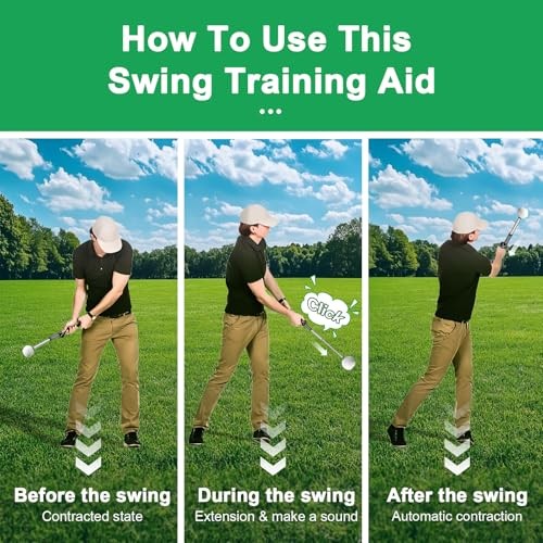 Retractable Golf Swing Trainer - Pro Handed Click Stick Golf Grip Trainer Black